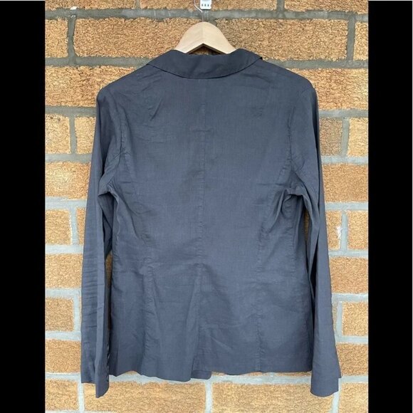 Eileen Fisher Linen Blend  charcoal blazer  size 10 - Picture 4 of 7